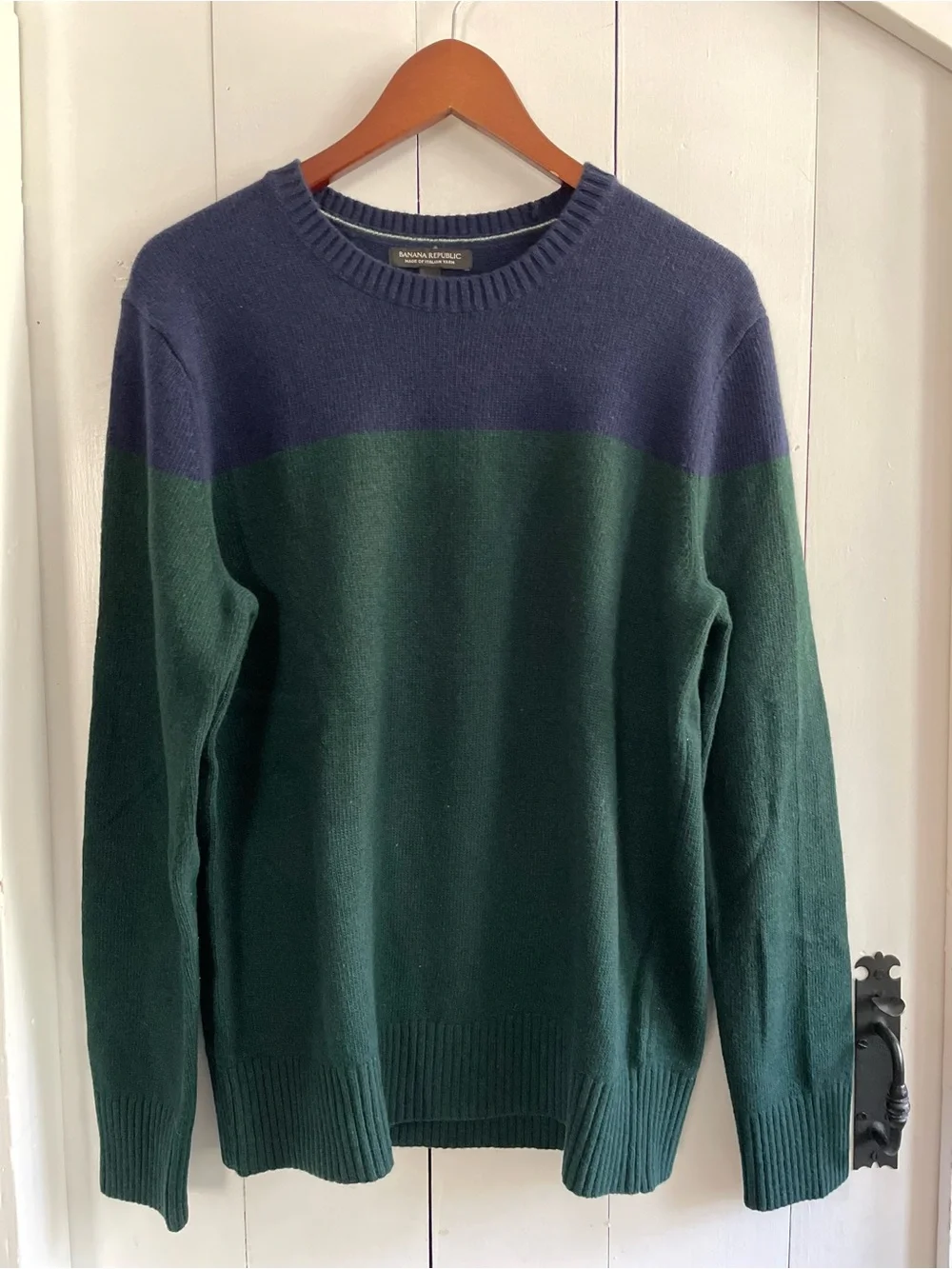 Banana Republic Men's Crewneck Colorblock Sweater Italian Merino Wool Size Large